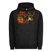Pigment Black merry christmas two deers Urban Hoodie - LillyAllenDesigns