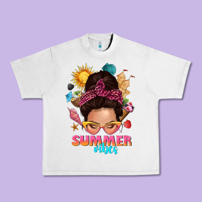 Summer Vibes Messy Bun Tbw Urban Heavy Tee Designed By Texasbilliewilder