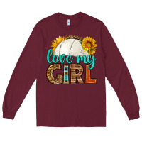 Burgundy love my girl volleyball Long Sleeve Tee - HRA Design Shop