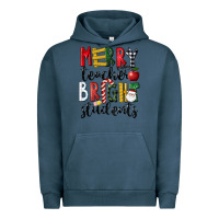 Pigment Midnight Navy Merry Teacher Bright Students Christmas Urban Hoodie - LillyAllenDesigns