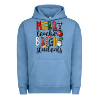 Pigment Pebble Blue Merry Teacher Bright Students Christmas Urban Hoodie - LillyAllenDesigns