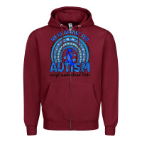 Burgundy we wear blue for autism accept understand love Zipper Hoodie - Artiststas