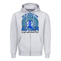 Heather Grey we wear blue for autism accept understand love Zipper Hoodie - Artiststas