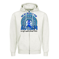 Oatmeal Heather we wear blue for autism accept understand love Zipper Hoodie - Artiststas