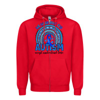 Red we wear blue for autism accept understand love Zipper Hoodie - Artiststas