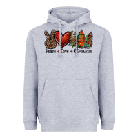 Heather Grey Peace love western christmas trees Heavyweight Hoodie - Jasminsmagicworld