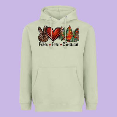 Peace Love Western Christmas Trees Heavyweight Hoodie Designed By Jasminsmagicworld