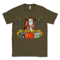 Army Green Fall Cow Classic Tee - CowhideDigitalArt
