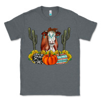 Charcoal Heather Fall Cow Classic Tee - CowhideDigitalArt