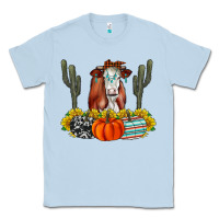 Dusty Blue Fall Cow Classic Tee - CowhideDigitalArt