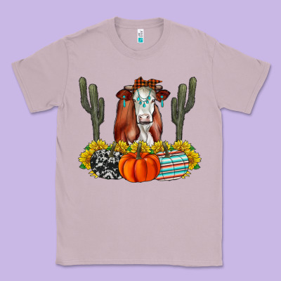 Fall Cow Classic Tee Designed By Cowhidedigitalart