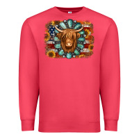 Cardinal american flag sunflowers highland cow turquoise background Premium Sweatshirt - Jasminsmagicworld