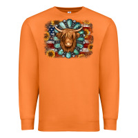 Carrot american flag sunflowers highland cow turquoise background Premium Sweatshirt - Jasminsmagicworld