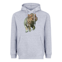 Heather Grey baby hippo Heavyweight Hoodie - LillyAllenDesigns