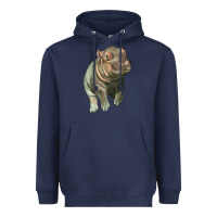Navy baby hippo Heavyweight Hoodie - LillyAllenDesigns