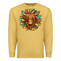 Antique Gold highland cow turquoise sunflower Premium Sweatshirt - Jasminsmagicworld