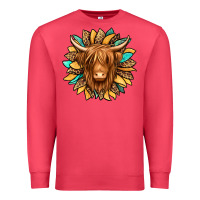 Cardinal highland cow turquoise sunflower Premium Sweatshirt - Jasminsmagicworld