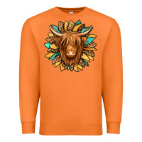 Carrot highland cow turquoise sunflower Premium Sweatshirt - Jasminsmagicworld