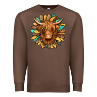 Chestnut highland cow turquoise sunflower Premium Sweatshirt - Jasminsmagicworld