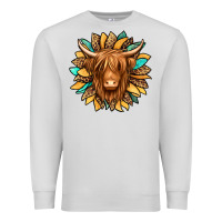 Dove Grey highland cow turquoise sunflower Premium Sweatshirt - Jasminsmagicworld