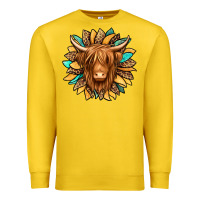 Lemon highland cow turquoise sunflower Premium Sweatshirt - Jasminsmagicworld