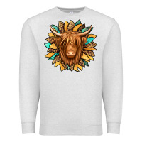 Highland Cow Turquoise Sunflower Premium Sweatshirt | Teevron