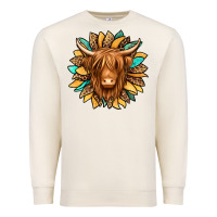 Sandshell highland cow turquoise sunflower Premium Sweatshirt - Jasminsmagicworld