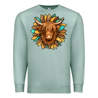 Seafoam highland cow turquoise sunflower Premium Sweatshirt - Jasminsmagicworld