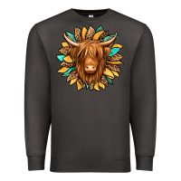 Smoke highland cow turquoise sunflower Premium Sweatshirt - Jasminsmagicworld