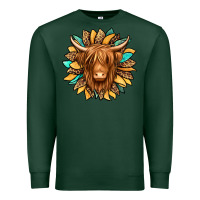 Sports Green highland cow turquoise sunflower Premium Sweatshirt - Jasminsmagicworld