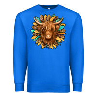 True Royal highland cow turquoise sunflower Premium Sweatshirt - Jasminsmagicworld