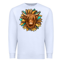 White highland cow turquoise sunflower Premium Sweatshirt - Jasminsmagicworld