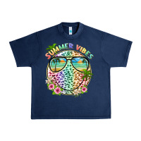 Navy summer vibes with smile face and leopard Urban Heavy Tee - texasbilliewilder