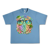 Pebble Blue summer vibes with smile face and leopard Urban Heavy Tee - texasbilliewilder
