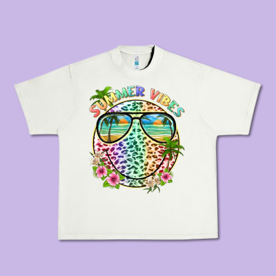 Summer Vibes With Smile Face And Leopard Urban Heavy Tee Designed By Texasbilliewilder