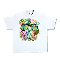 White summer vibes with smile face and leopard Urban Heavy Tee - texasbilliewilder
