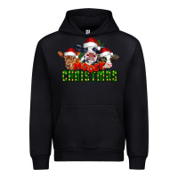 Black Mooey Christmas Cows Urban Hoodie - LillyAllenDesigns