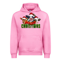 Fuchsia Pink Mooey Christmas Cows Urban Hoodie - LillyAllenDesigns