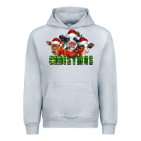 Heather Grey Mooey Christmas Cows Urban Hoodie - LillyAllenDesigns