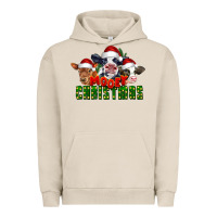 Pigment French Oak Mooey Christmas Cows Urban Hoodie - LillyAllenDesigns