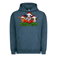 Pigment Midnight Navy Mooey Christmas Cows Urban Hoodie - LillyAllenDesigns