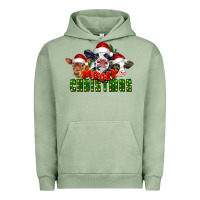 Pigment Oil Green Mooey Christmas Cows Urban Hoodie - LillyAllenDesigns