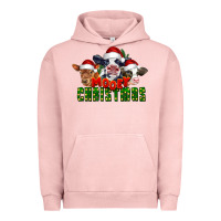 Pigment Salmon Mooey Christmas Cows Urban Hoodie - LillyAllenDesigns