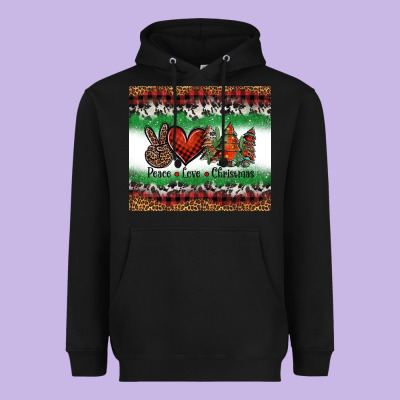 Peace Love Christmas Trees Heavyweight Hoodie Designed By Jasminsmagicworld