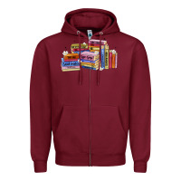 Burgundy book tropes Zipper Hoodie - Artiststas