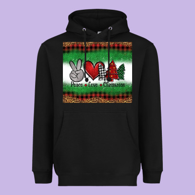 Peace Love Christmas Trees Heavyweight Hoodie Designed By Jasminsmagicworld