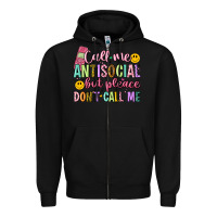 Black call me antisocial but please don't call me Zipper Hoodie - Artiststas
