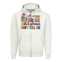 Oatmeal Heather call me antisocial but please don't call me Zipper Hoodie - Artiststas