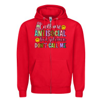 Red call me antisocial but please don't call me Zipper Hoodie - Artiststas