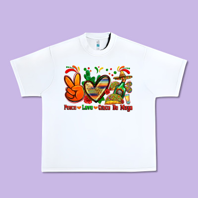 Peace Love Cinco De Mayo Urban Heavy Tee Designed By Zillion Design Studio